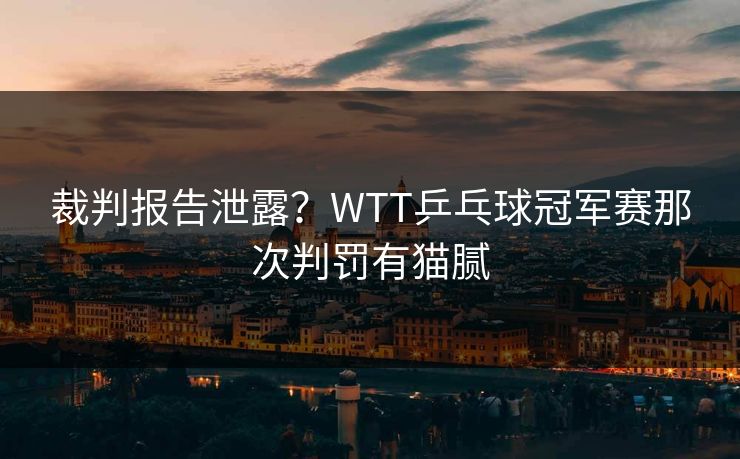 裁判报告泄露？WTT乒乓球冠军赛那次判罚有猫腻