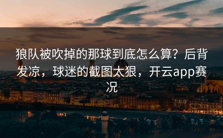 狼队被吹掉的那球到底怎么算？后背发凉，球迷的截图太狠，开云app赛况