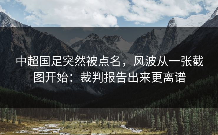 中超国足突然被点名，风波从一张截图开始：裁判报告出来更离谱